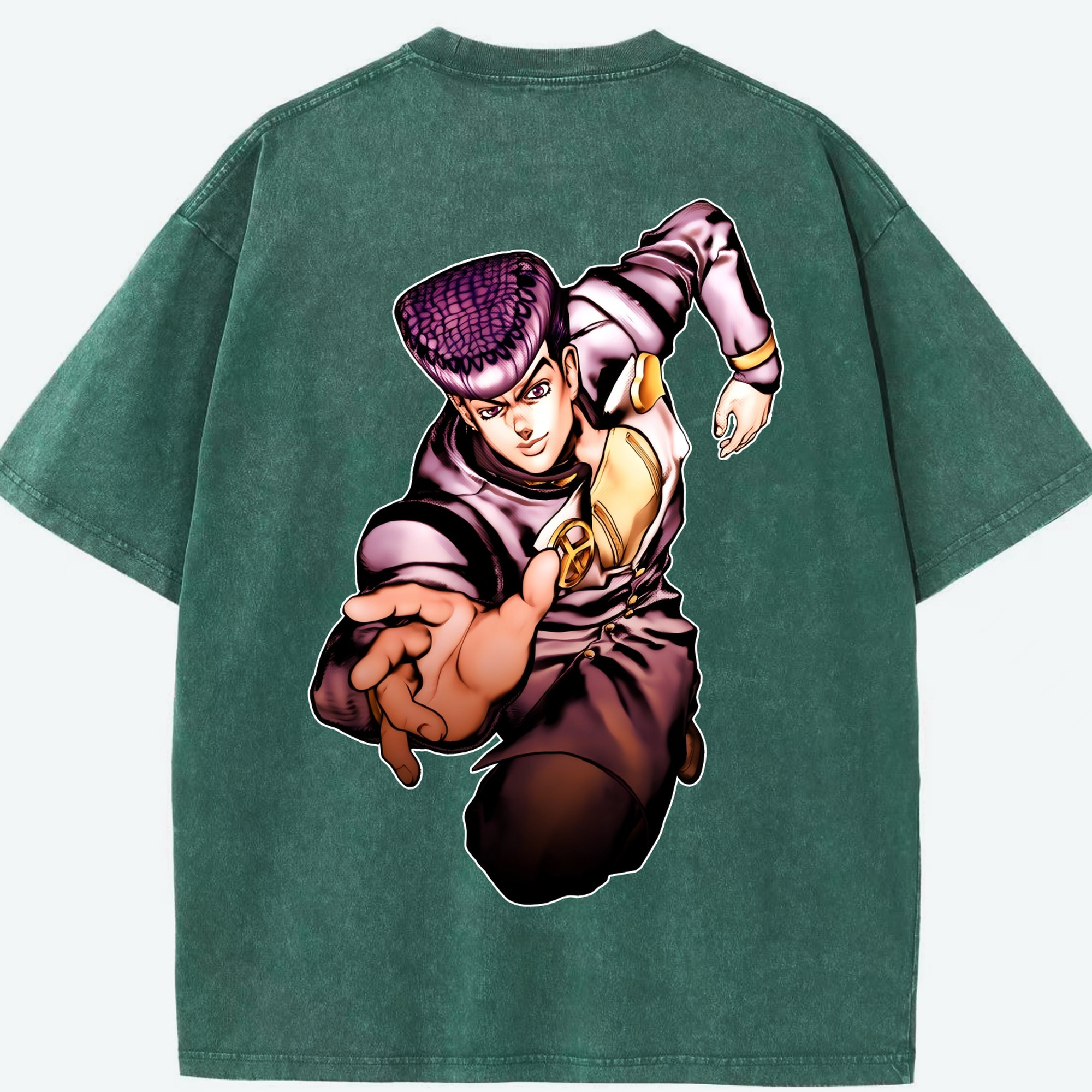 （画像用） ジョジョの奇妙な冒険 ひがしかた じょうすけ JoJo's Bizarre Adventure Higashikata Josuke 綿100% ヴィンテージ風 半袖Tシャツ（背面プリント）
